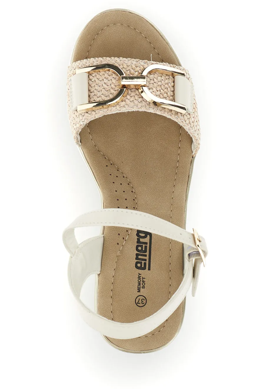 Sandali Beige con zeppa e fibbia decorativa Energy E430