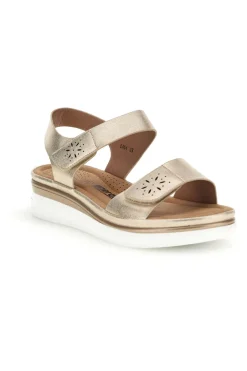 Sandali beige con zeppa e doppio strappo Energy E464