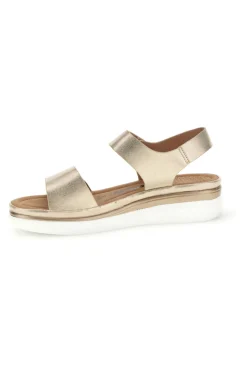 Sandali beige con zeppa e doppio strappo Energy E464