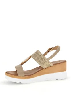 Sandali beige con zeppa e cinturino Plocadi 11075116