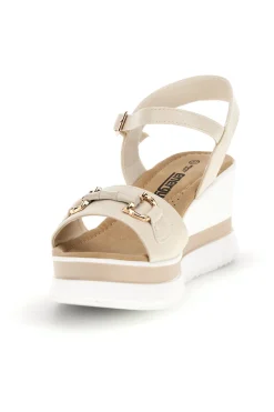 Sandali beige con zeppa e memory soft Energy E488