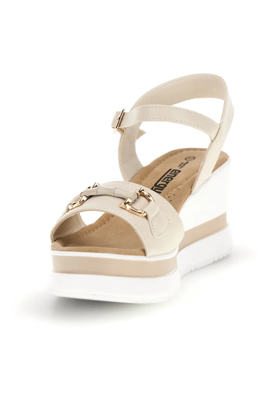 Sandali beige con zeppa e memory soft Energy E488