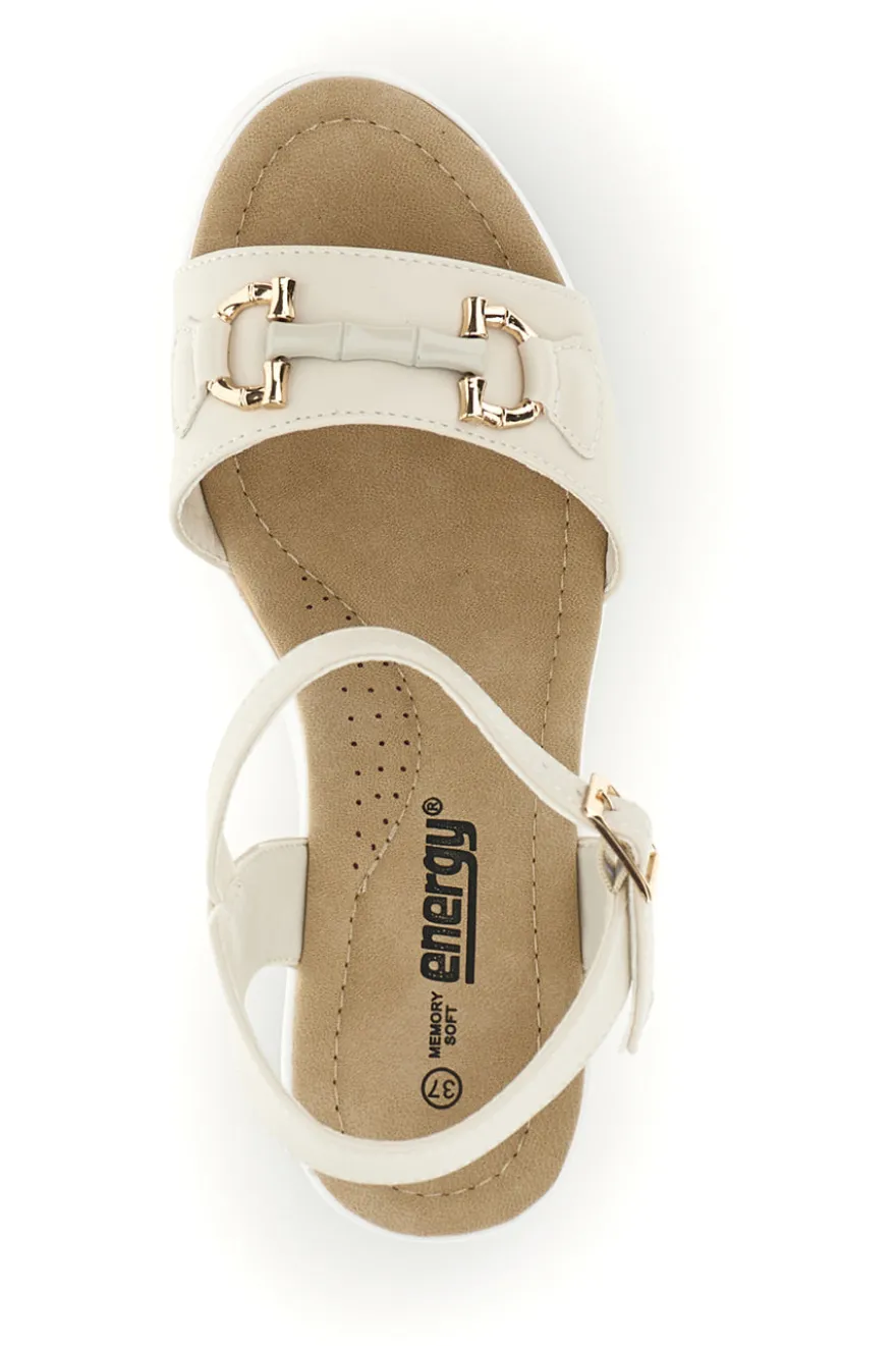 Sandali beige con zeppa e memory soft Energy E488