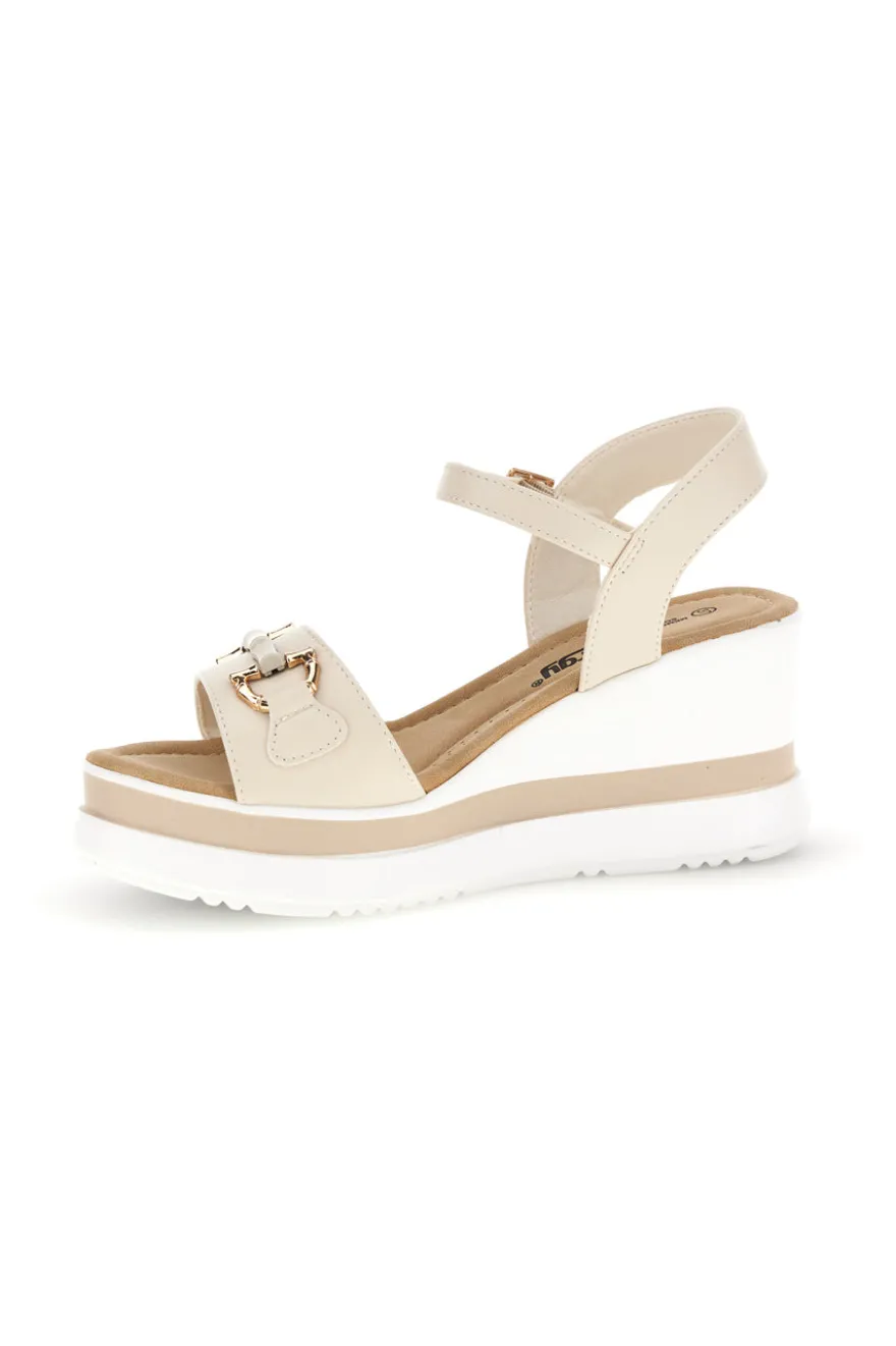 Sandali beige con zeppa e memory soft Energy E488