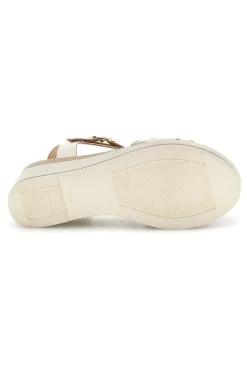 Sandali Beige con zeppa e fibbia decorativa Pittarello look MK3705258