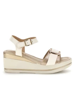 Sandali Beige con zeppa e fibbia decorativa Pittarello look MK3705258