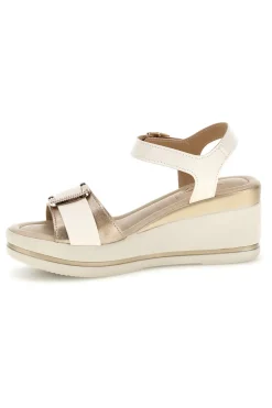 Sandali Beige con zeppa e fibbia decorativa Pittarello look MK3705258