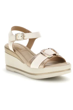 Sandali Beige con zeppa e fibbia decorativa Pittarello look MK3705258