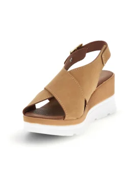 Sandali beige con zeppa e fasce incrociate Plocadi 1107704