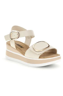 Sandali Beige con zeppa e dettaglio decorativo Energy E471