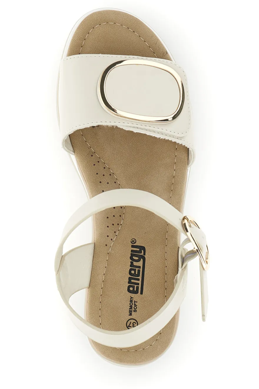 Sandali Beige con zeppa e dettaglio decorativo Energy E471