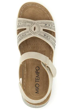Sandali Beige con Zeppa e Brillantini Mio tempo Q17729