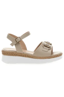 Sandali Beige con Zeppa e Dettaglio Gioiello Mariella Burani 51304