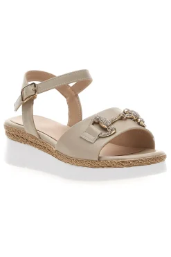 Sandali Beige con Zeppa e Dettaglio Gioiello Mariella Burani 51304