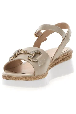 Sandali Beige con Zeppa e Dettaglio Gioiello Mariella Burani 51304