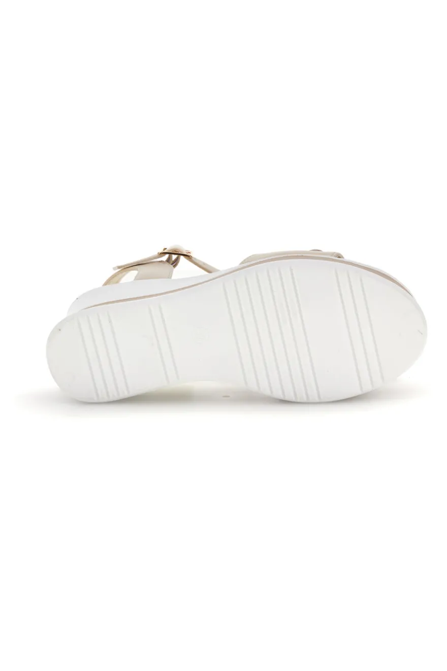 Sandali beige con zeppa e memory soft Energy E804