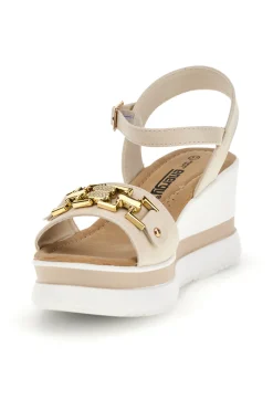 Sandali beige con zeppa e memory soft Energy E804
