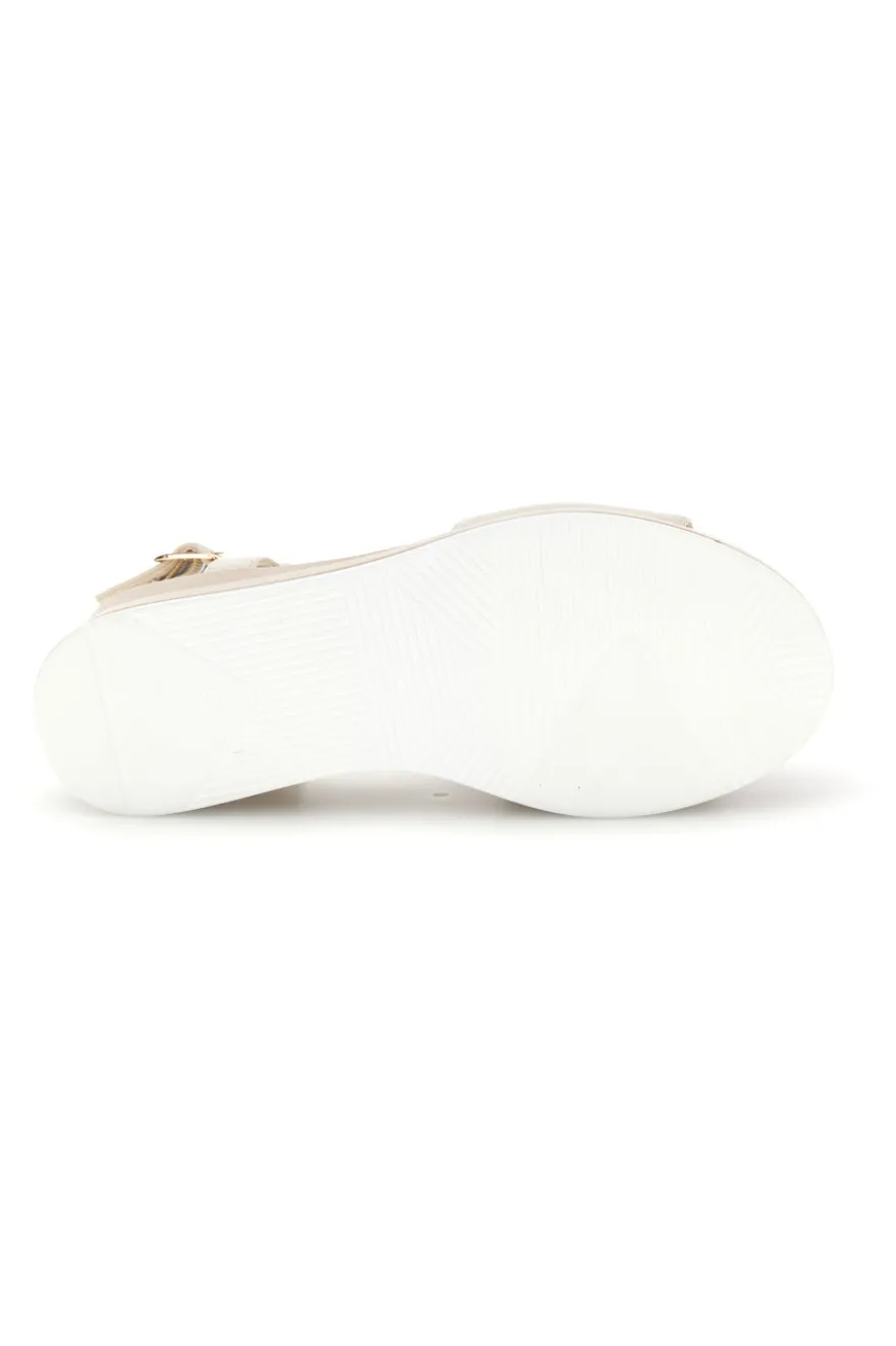 Sandali Beige con zeppa e fibbia decorativa Energy E474