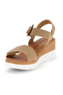 Sandali beige con zeppa made in Italy Plocadi 11076005