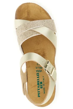 Sandali beige e oro con sottopiede in pelle Pittarello Eco 293A940SR