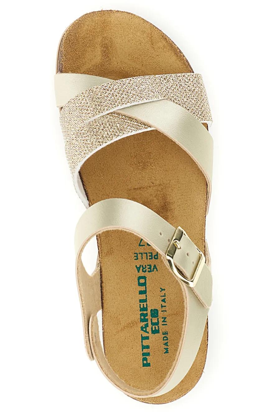 Sandali beige e oro con sottopiede in pelle Pittarello Eco 293A940SR