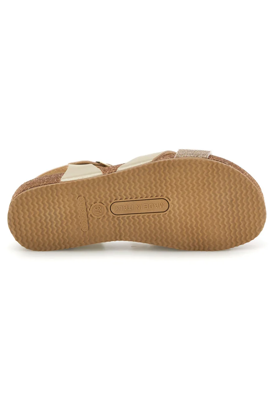 Sandali beige e oro con sottopiede in pelle Pittarello Eco 293A940SR