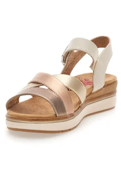Sandali beige e oro con zeppa Relife 67172670201