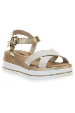 Sandali Beige e Platino Con Platform di 5,5 Cm Energy 492