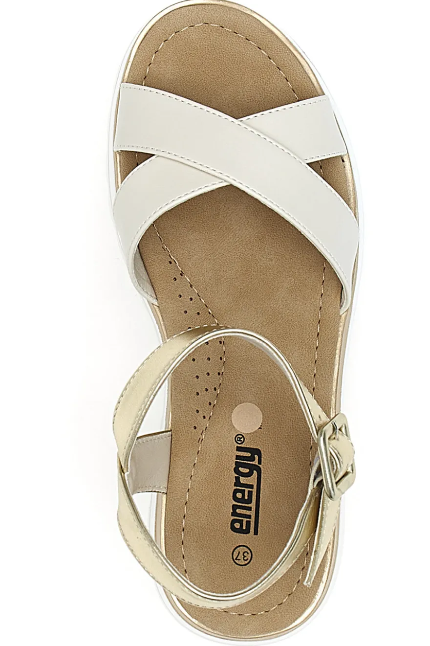 Sandali Beige e Platino Con Platform di 5,5 Cm Energy 492