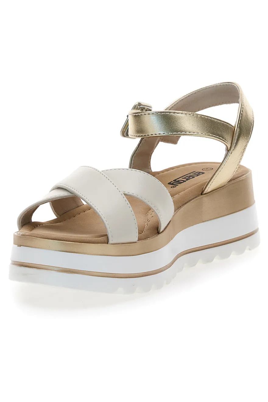 Sandali Beige e Platino Con Platform di 5,5 Cm Energy 492