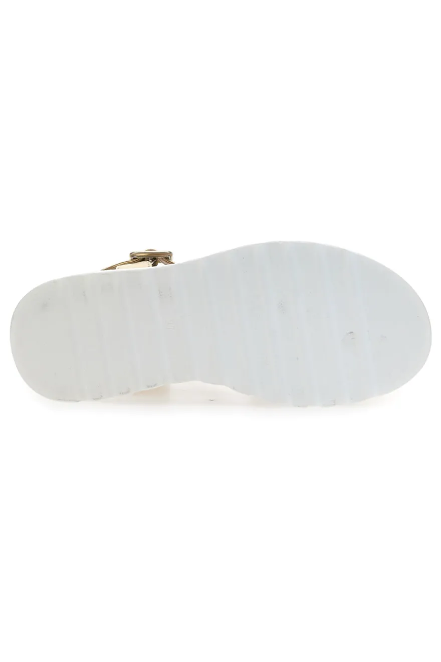 Sandali Beige e Platino Con Platform di 5,5 Cm Energy 492