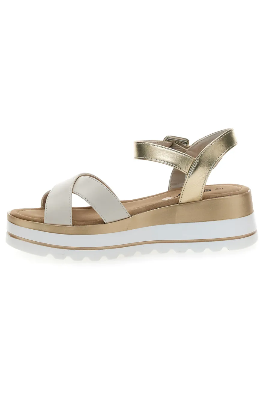 Sandali Beige e Platino Con Platform di 5,5 Cm Energy 492
