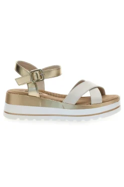 Sandali Beige e Platino Con Platform di 5,5 Cm Energy 492