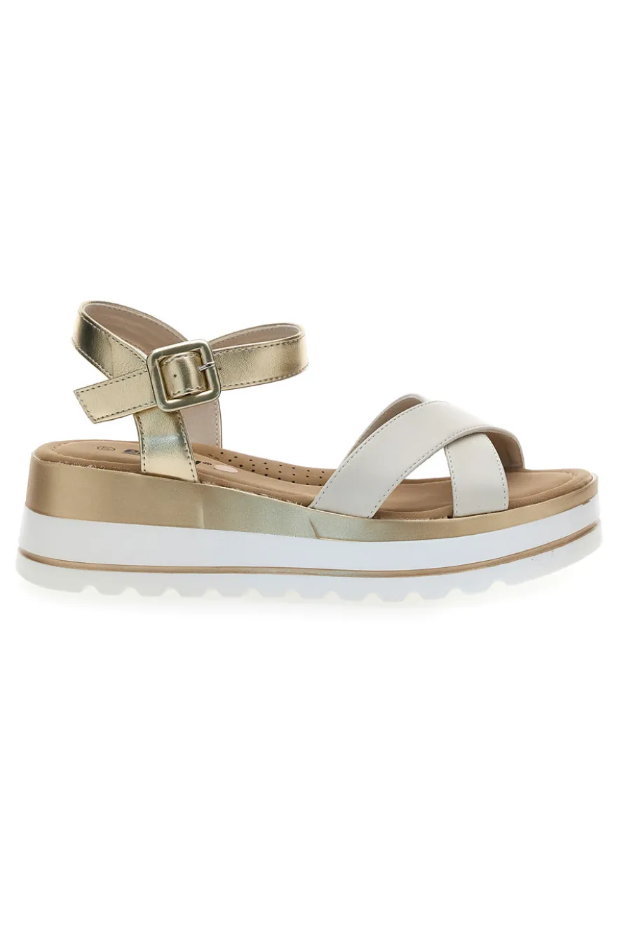 Sandali Beige e Platino Con Platform di 5,5 Cm Energy 492