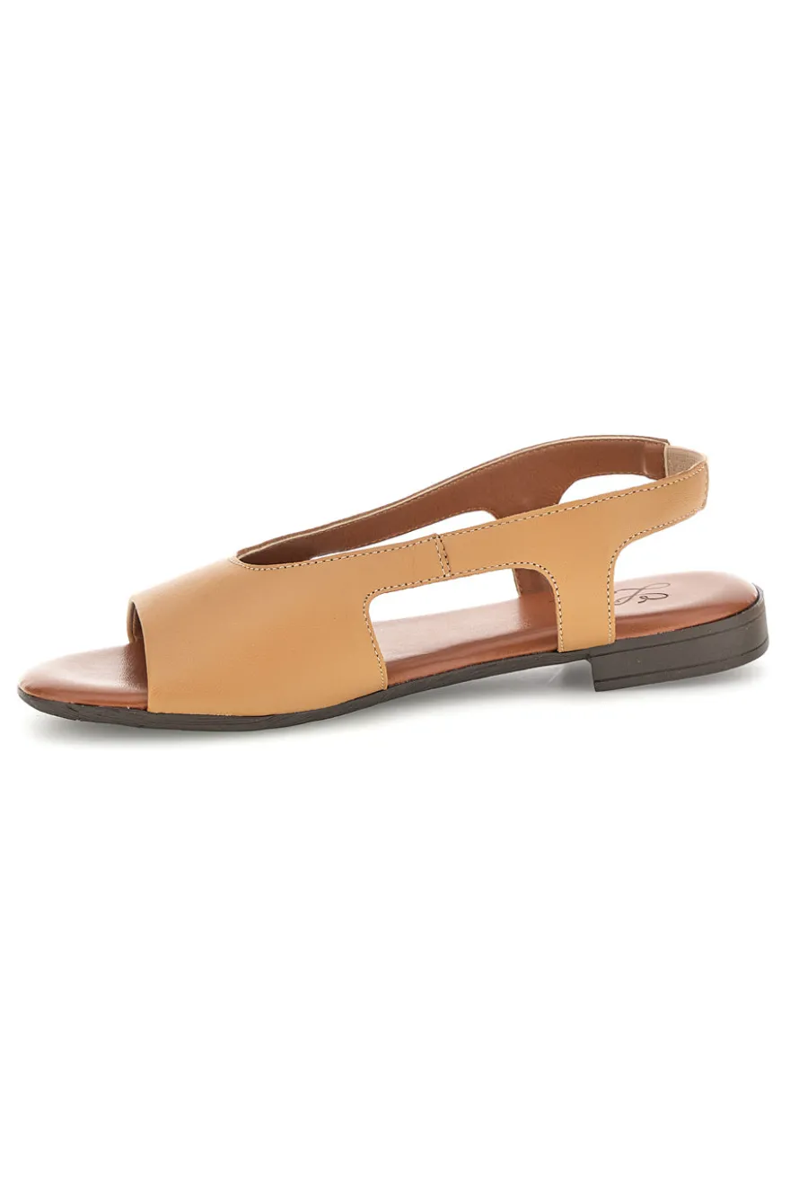 Sandali beige in vera pelle con fascia e inserto laterale Pittarello look 225620