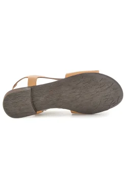 Sandali beige in vera pelle con fascia e inserto laterale Pittarello look 225620