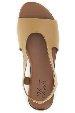 Sandali beige in vera pelle con fascia e inserto laterale Pittarello look 225620