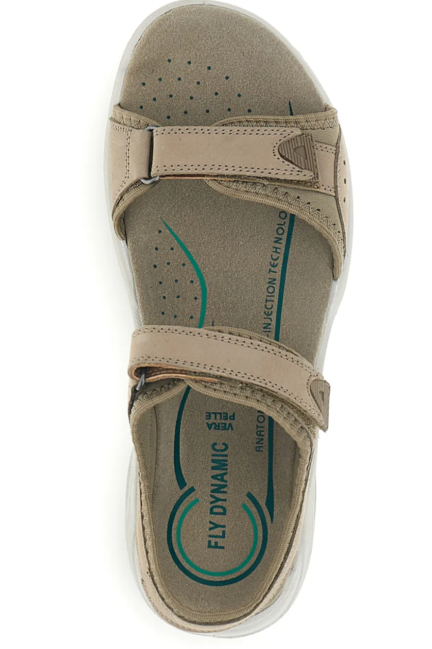 Sandali beige in vera pelle con plantare anatomico 6 fly dinamic FD41