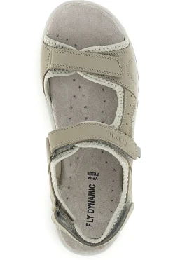 Sandali beige perla in vera pelle con strappi in velcro Fly dinamic FD54