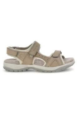 Sandali beige perla in vera pelle con strappi in velcro Fly dinamic FD54
