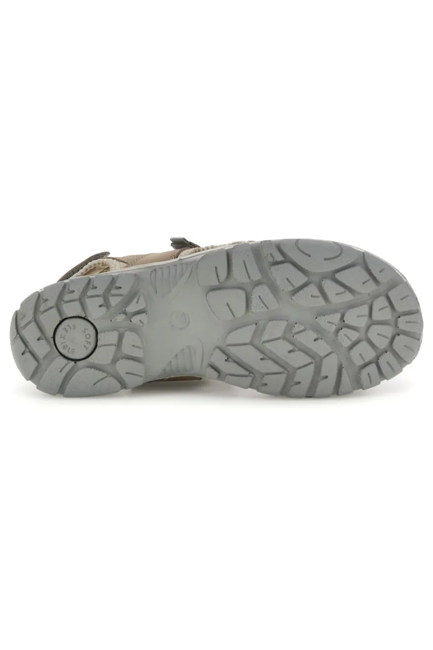 Sandali beige perla in vera pelle con strappi in velcro Fly dinamic FD54