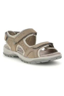 Sandali beige perla in vera pelle con strappi in velcro Fly dinamic FD54