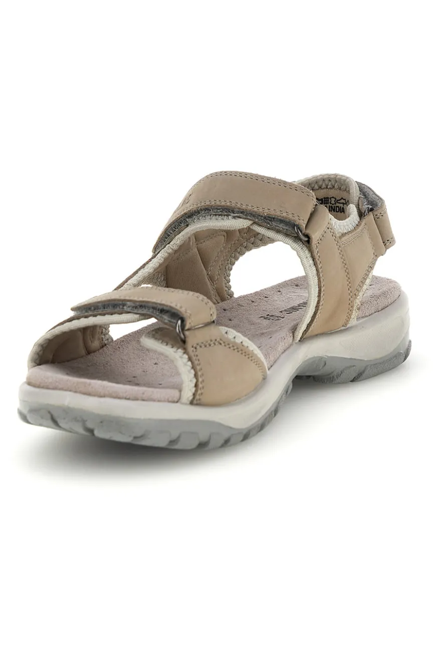 Sandali beige perla in vera pelle con strappi in velcro Fly dinamic FD54