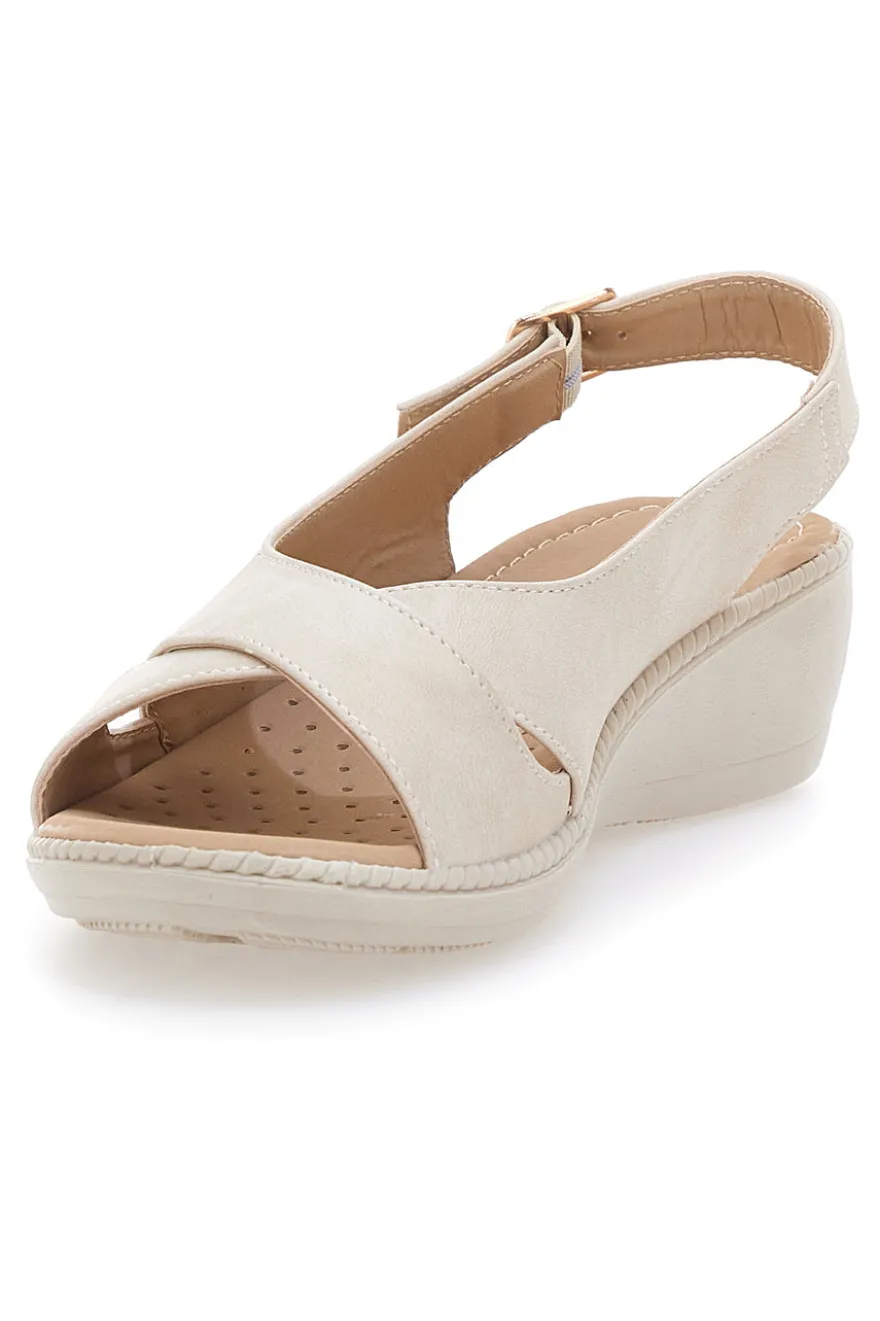 Sandali Beige Slingback Con Platform Mio Tempo MIN9180