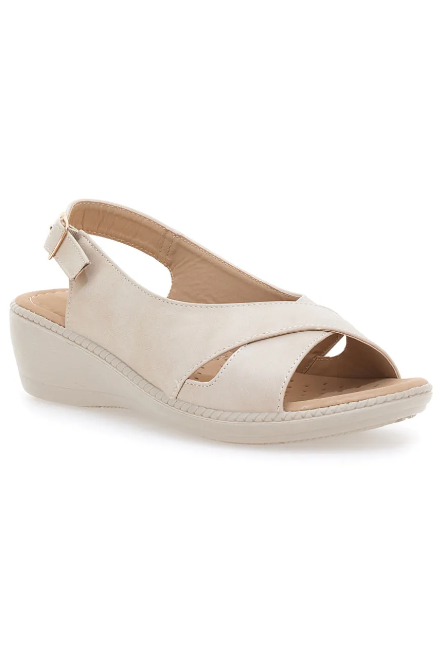 Sandali Beige Slingback Con Platform Mio Tempo MIN9180