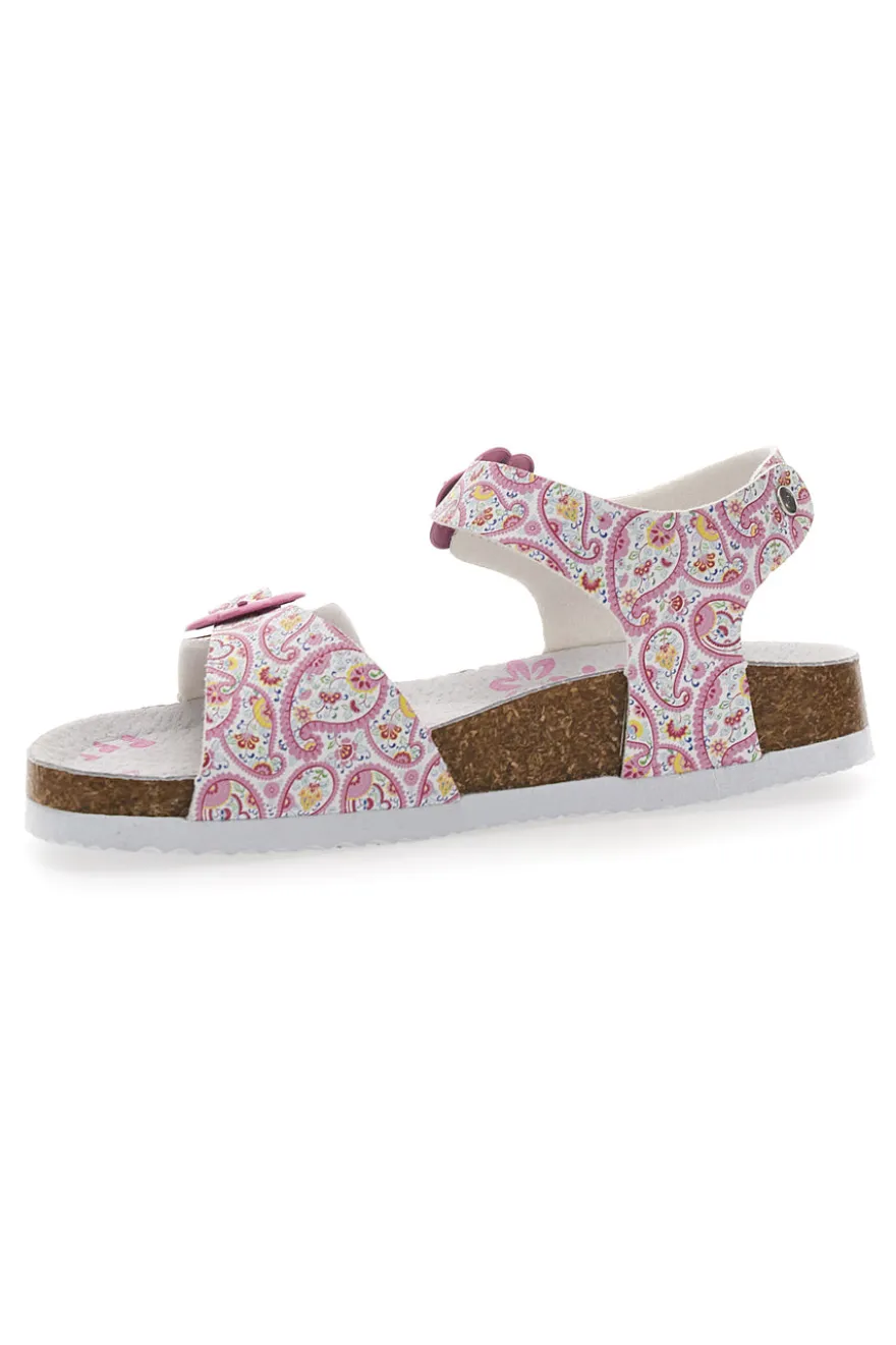 Sandali bianchì con fantasia rosa con fibbie regolabili Pitt Kids 14503