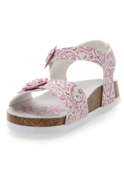 Sandali bianchì con fantasia rosa con fibbie regolabili Pitt Kids 14503