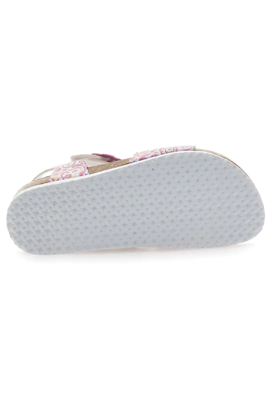 Sandali bianchì con fantasia rosa con fibbie regolabili Pitt Kids 14503