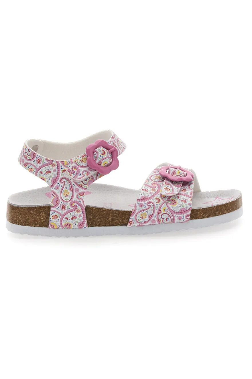 Sandali bianchì con fantasia rosa con fibbie regolabili Pitt Kids 14503