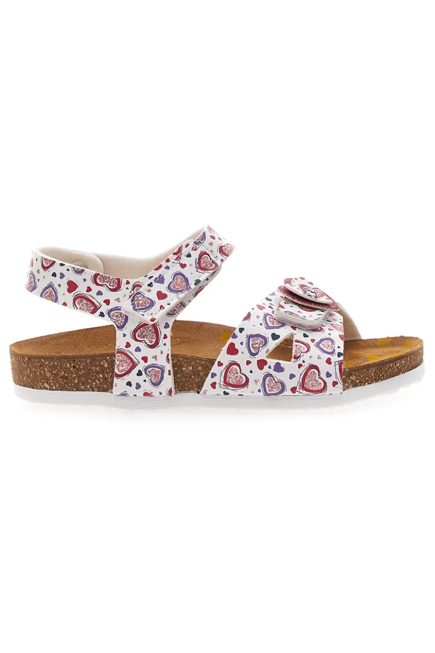 Sandali bianchi a fantasia rosa con plantare preformato Pittarello Bio 257A745SR